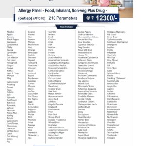 Allergy Panel - Food, Inhalant, Non-Veg Plus Drug
